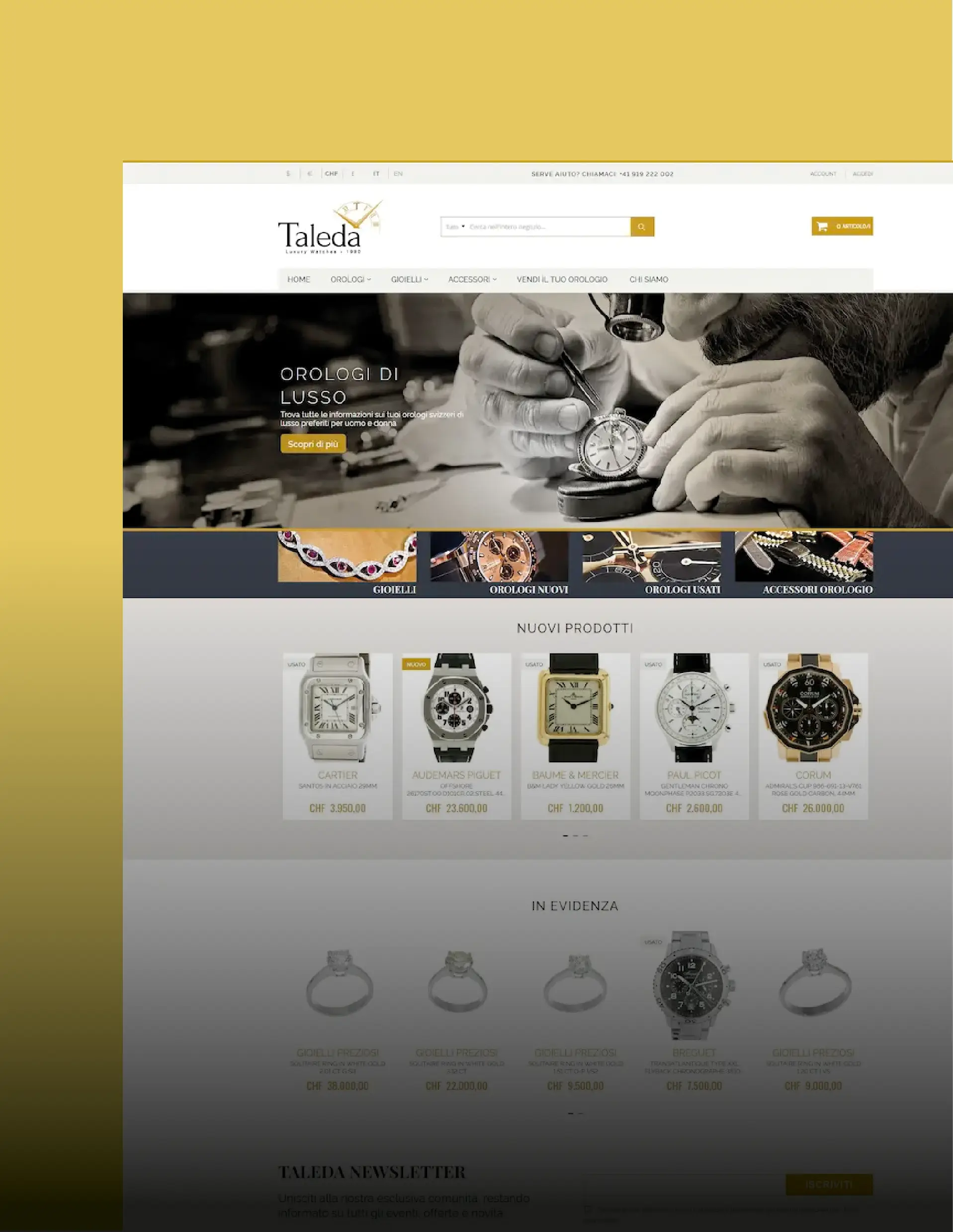 Sviluppo e-commerce con Magento per Taleda Luxury Watches