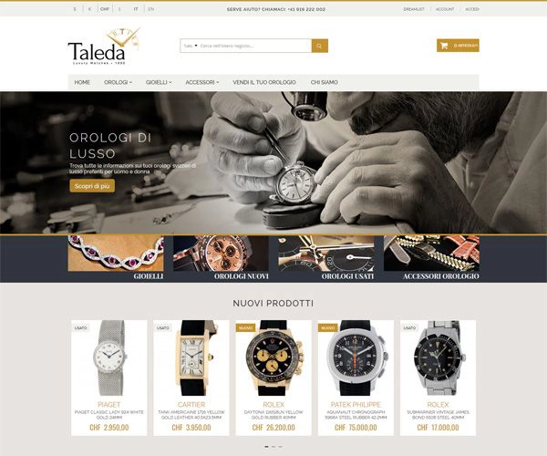 Restyling homepage e-commerce di orologi