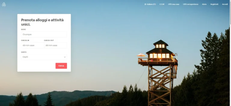Homepage Airbnb