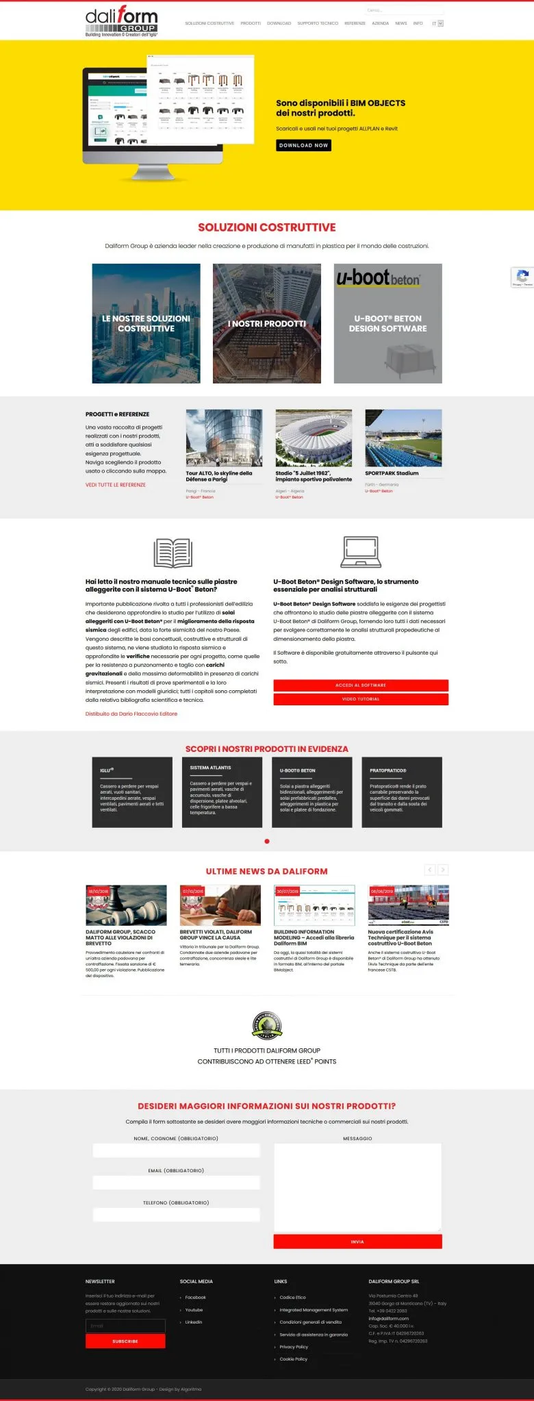 Homepage sito web corporate Daliform Group