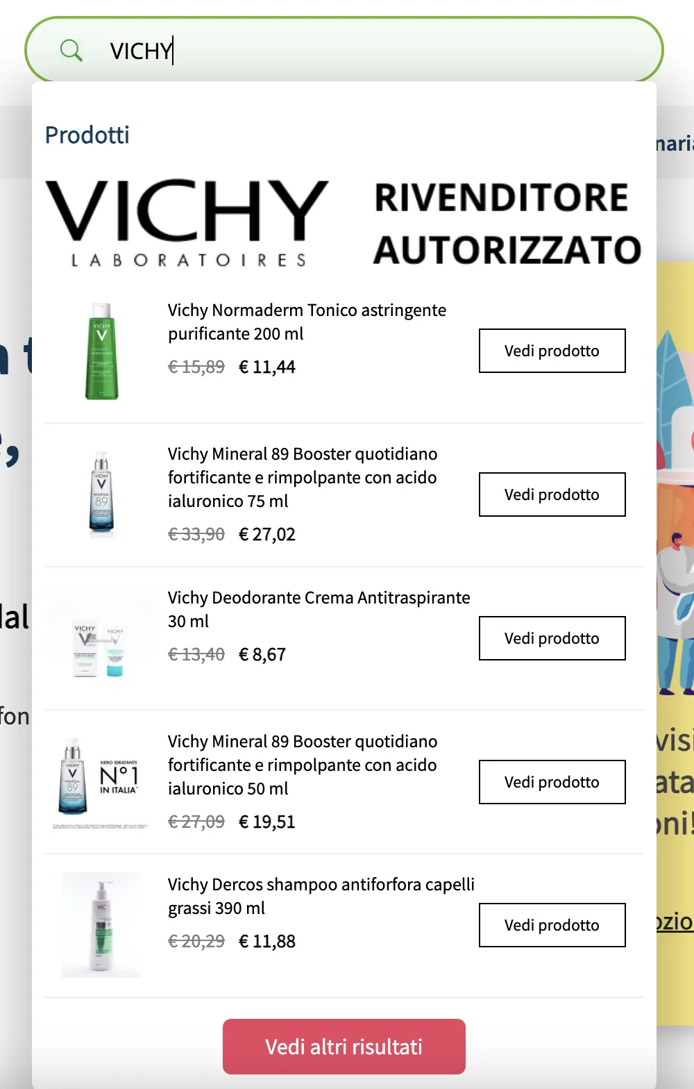 Risultati di ricerca e-commerce B2C Pharmasi