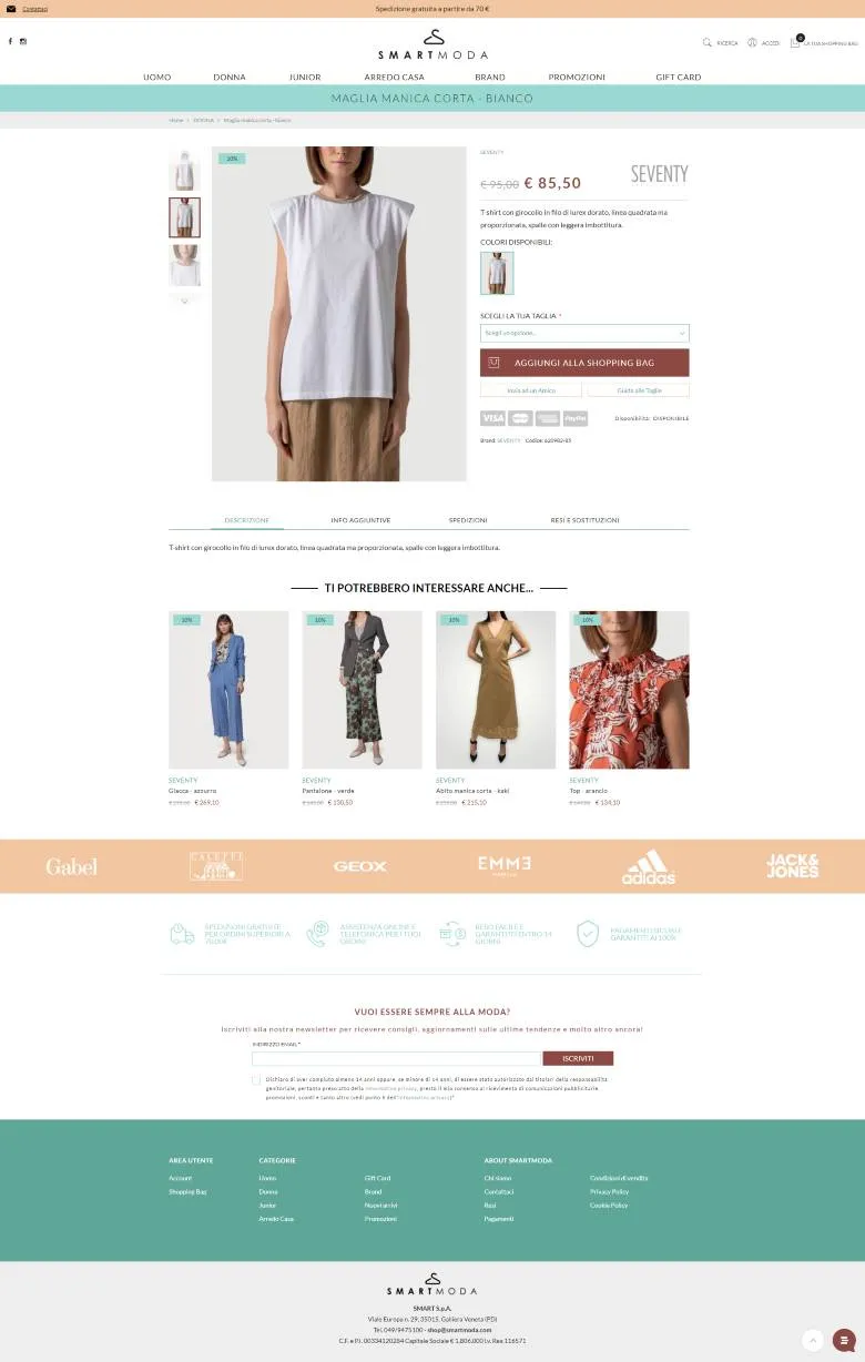 Dettaglio prodotto e-commerce B2C Magento 2 Smartmoda