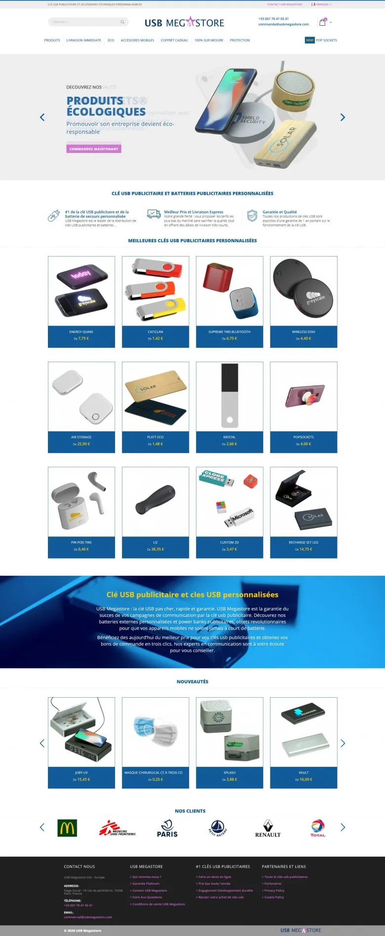 Homepage e-commerce B2C Magento 2 Usb Megastore