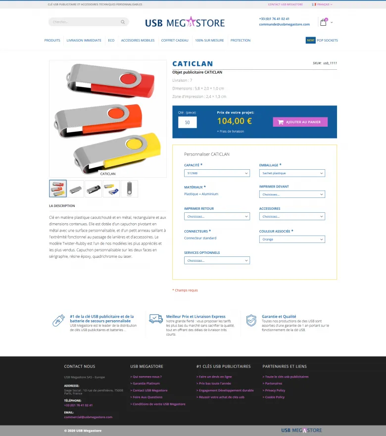 Dettaglio prodotto e-commerce B2C Magento 2 Usb Megastore